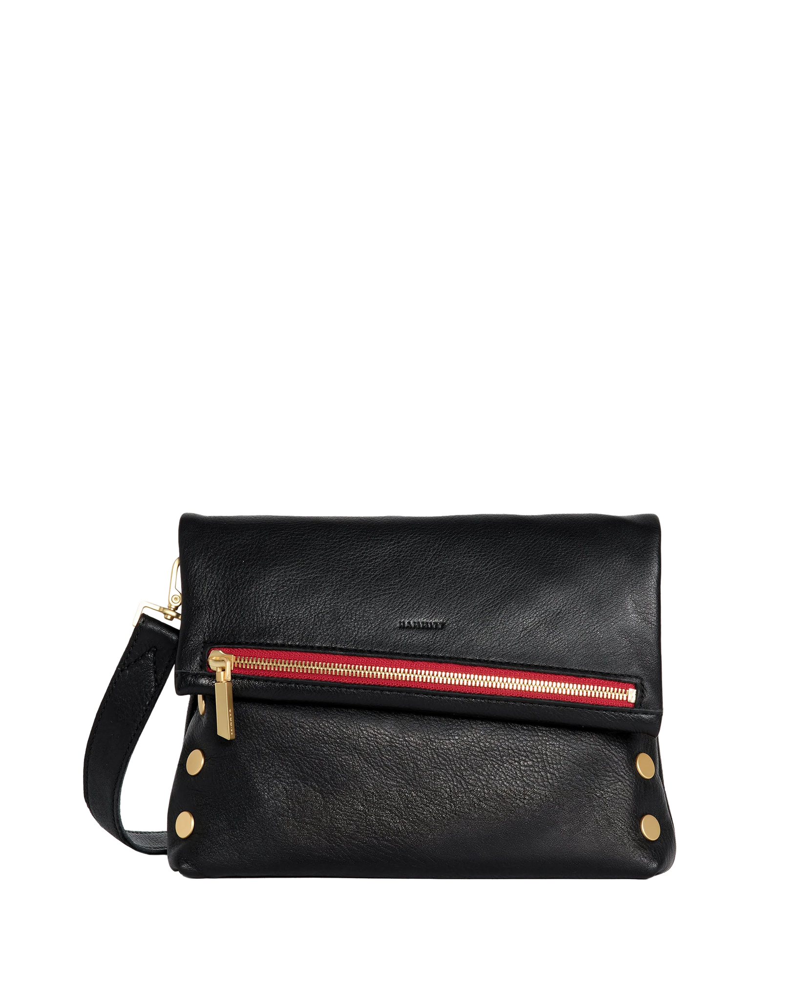Hammitt VIP Med - Black/Brushed Gold Red Zip