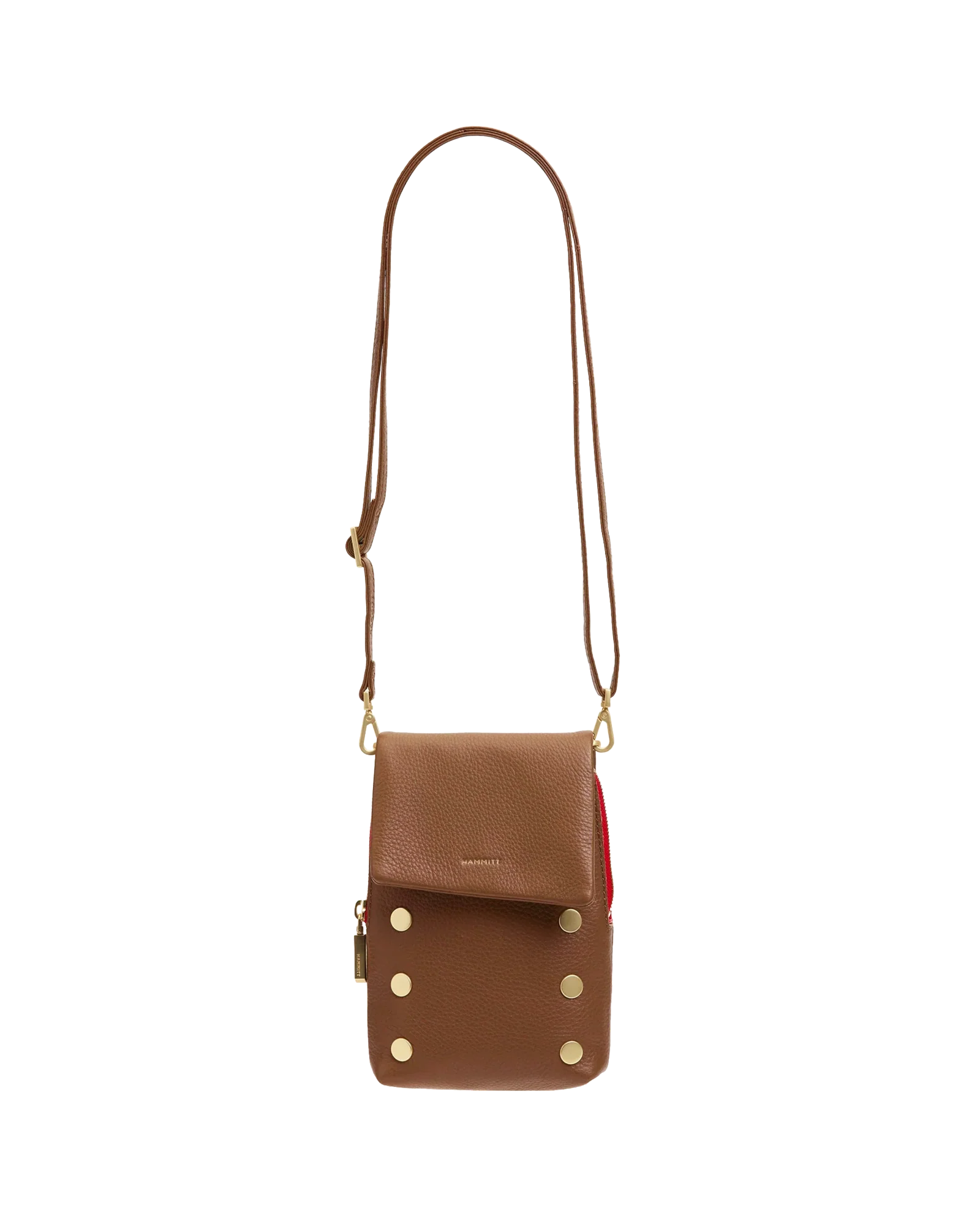 Hammitt VIP Mobile - Mahogany Pebble/Brushed Gold Red Zip