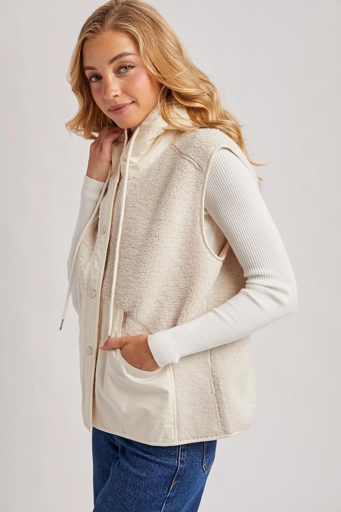 Sherpa Fleece Hooded Vest – Ecru