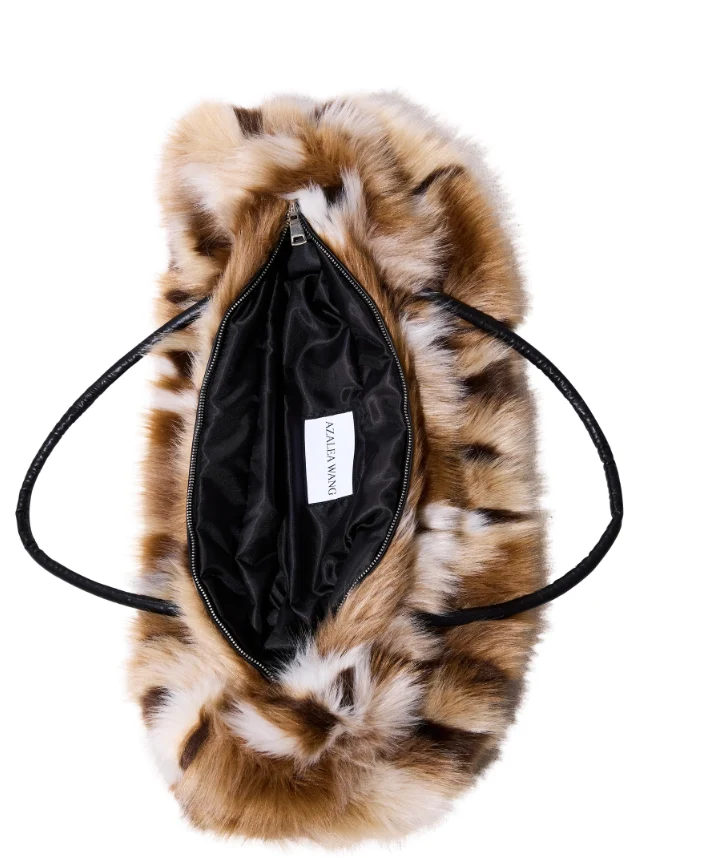 Roxana Faux Fur Bag - Brown Multi