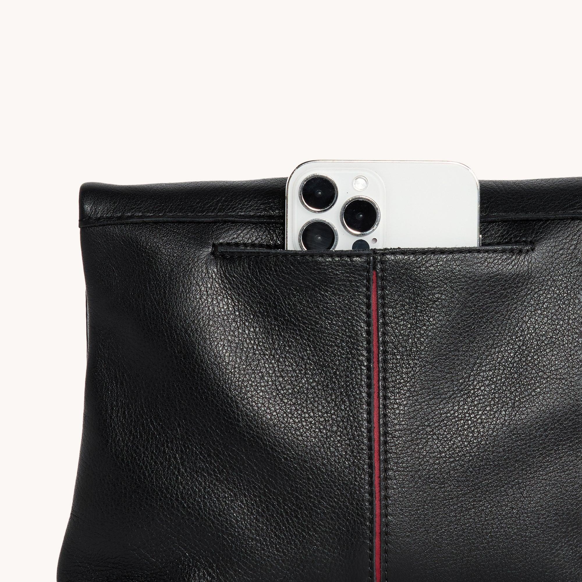Hammitt VIP Med - Black/Brushed Gold Red Zip