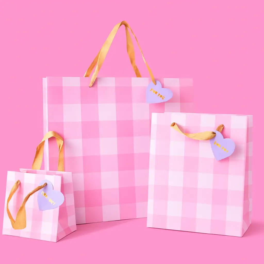 Gift Bags - Pink Gingham