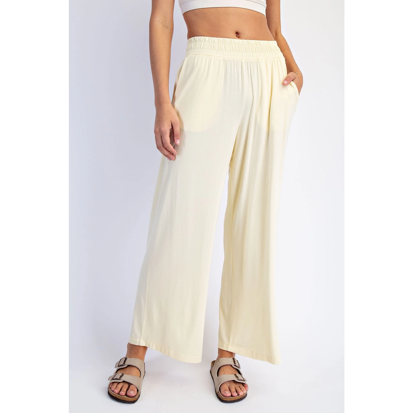 Viscose Modal Cropped Wide Leg Pants