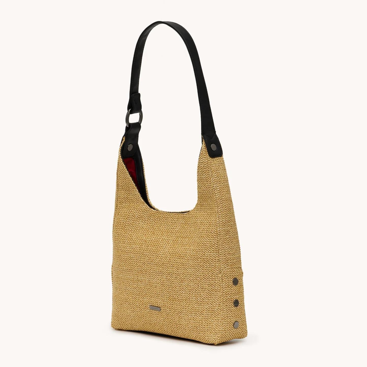 Hammitt Tom Med Noir Smooth Raffia/Gunmetal