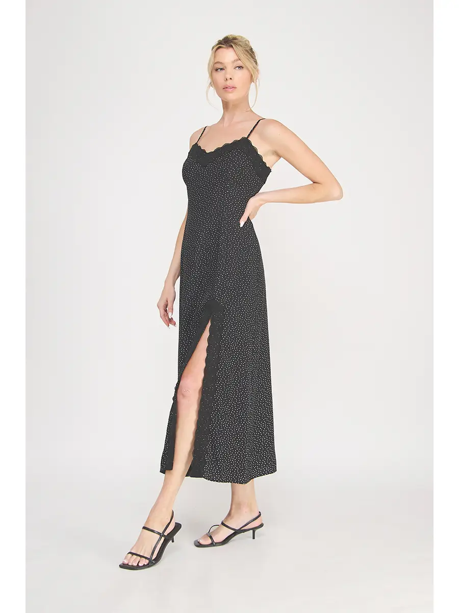 Printed Empire Maxi Dress - Black