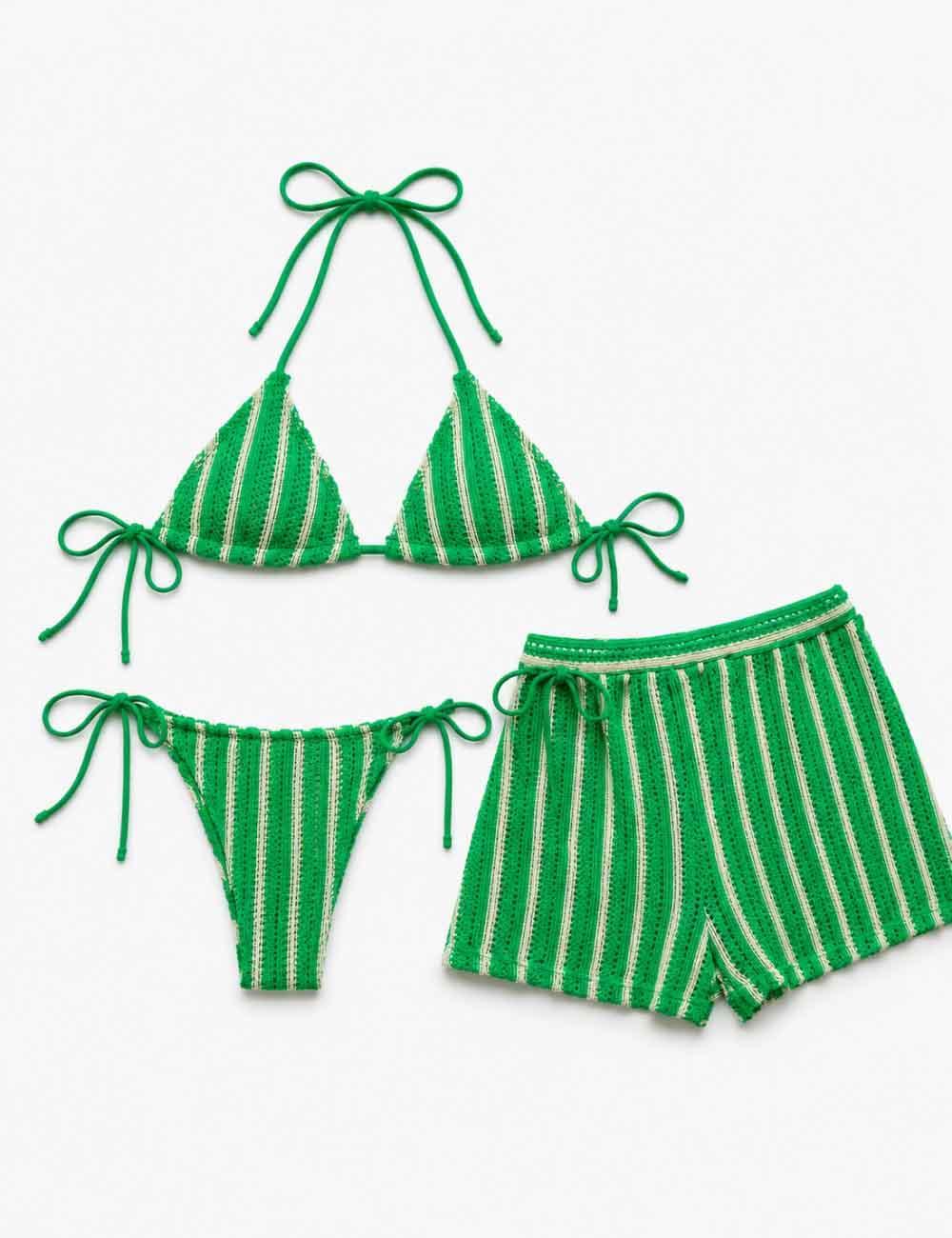 Striped Crotchet Bikini Bottoms