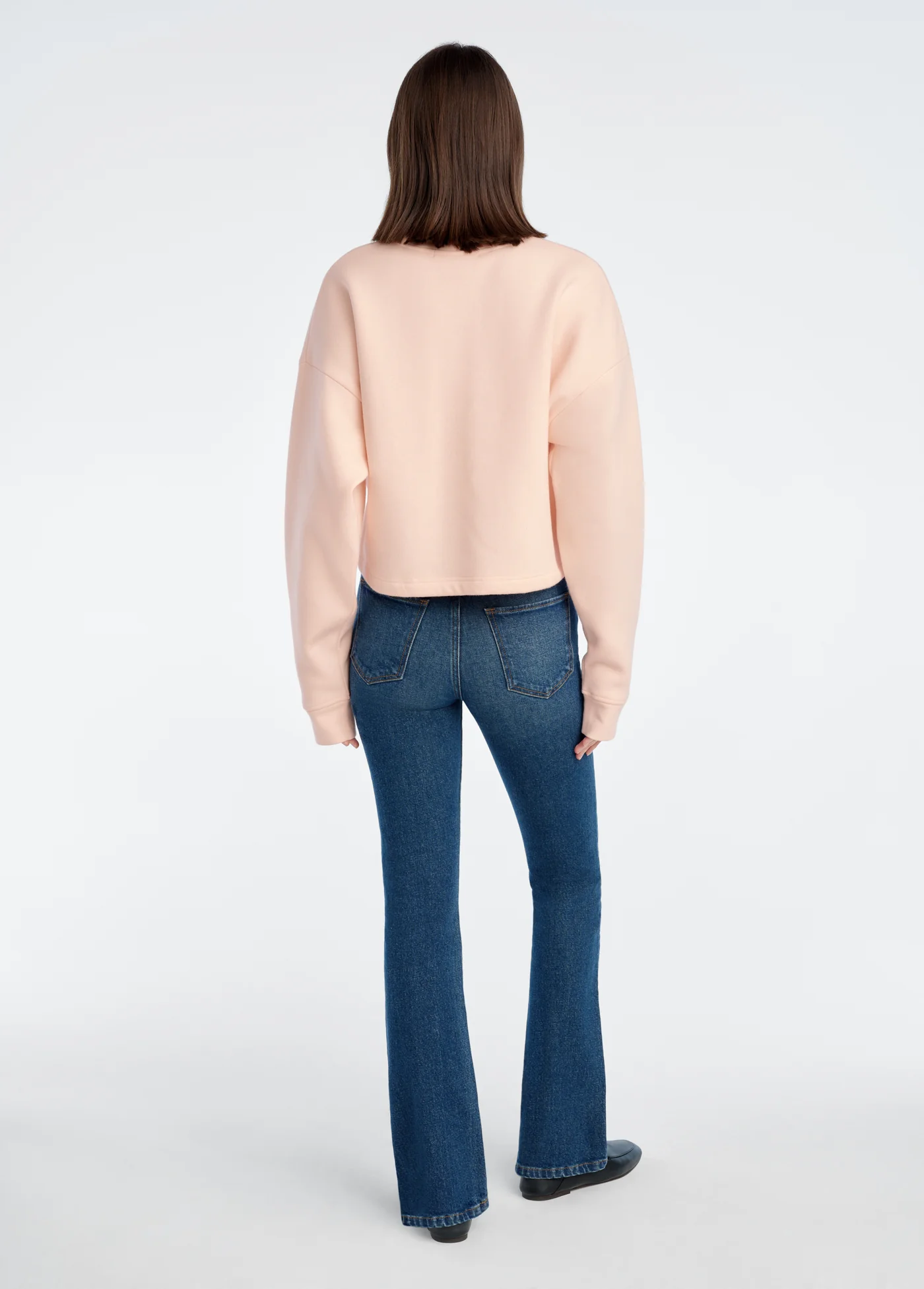 The Cropped Collegiate Sweatshirt - Pale Pink/White