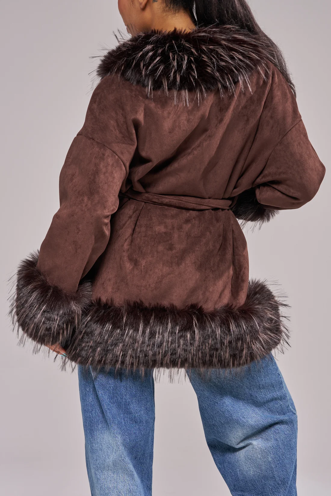 Maelle Faux Fur Jacket - Espresso