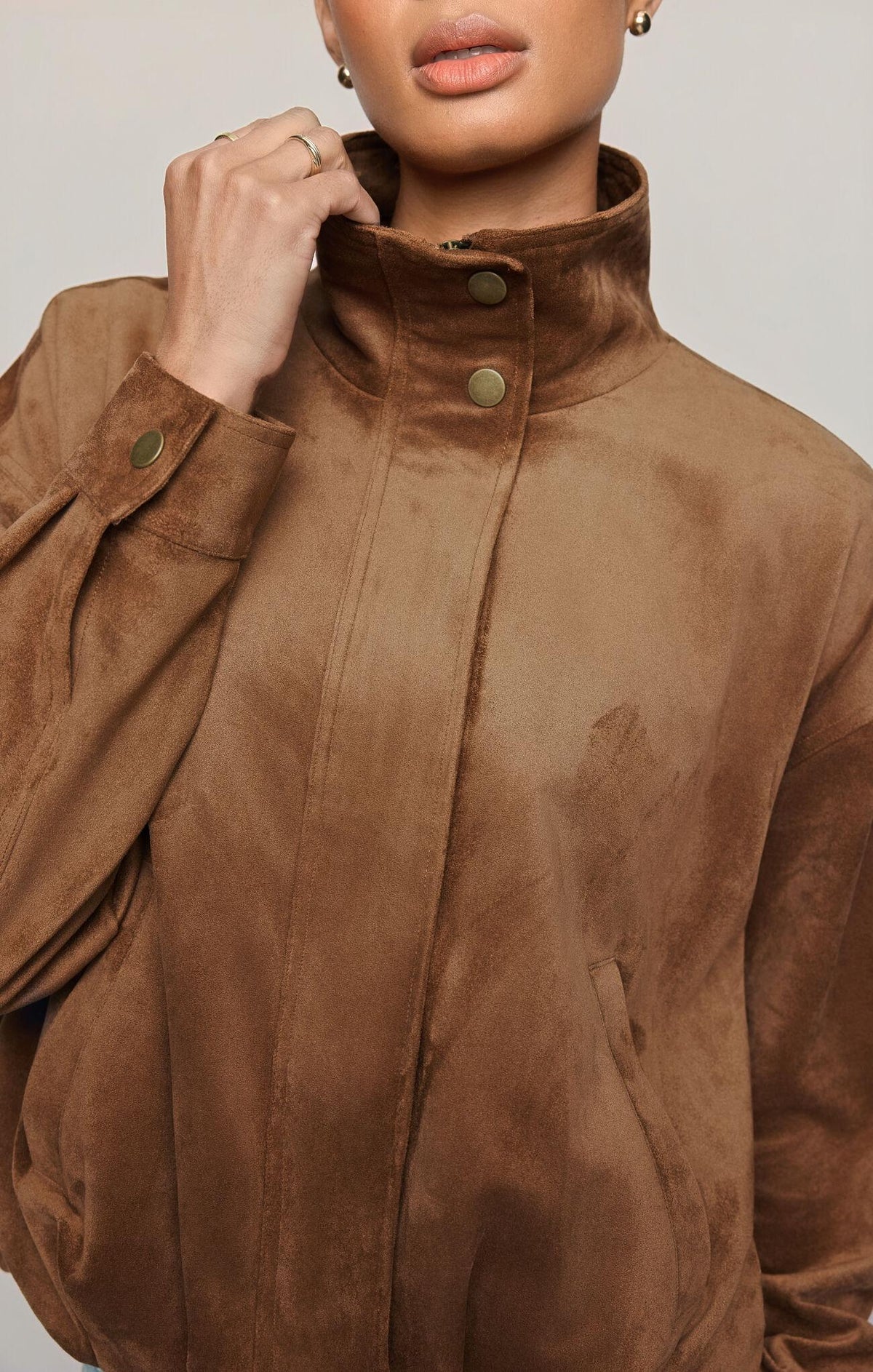 Corin Bubble Hem Jacket - Saddle Suede