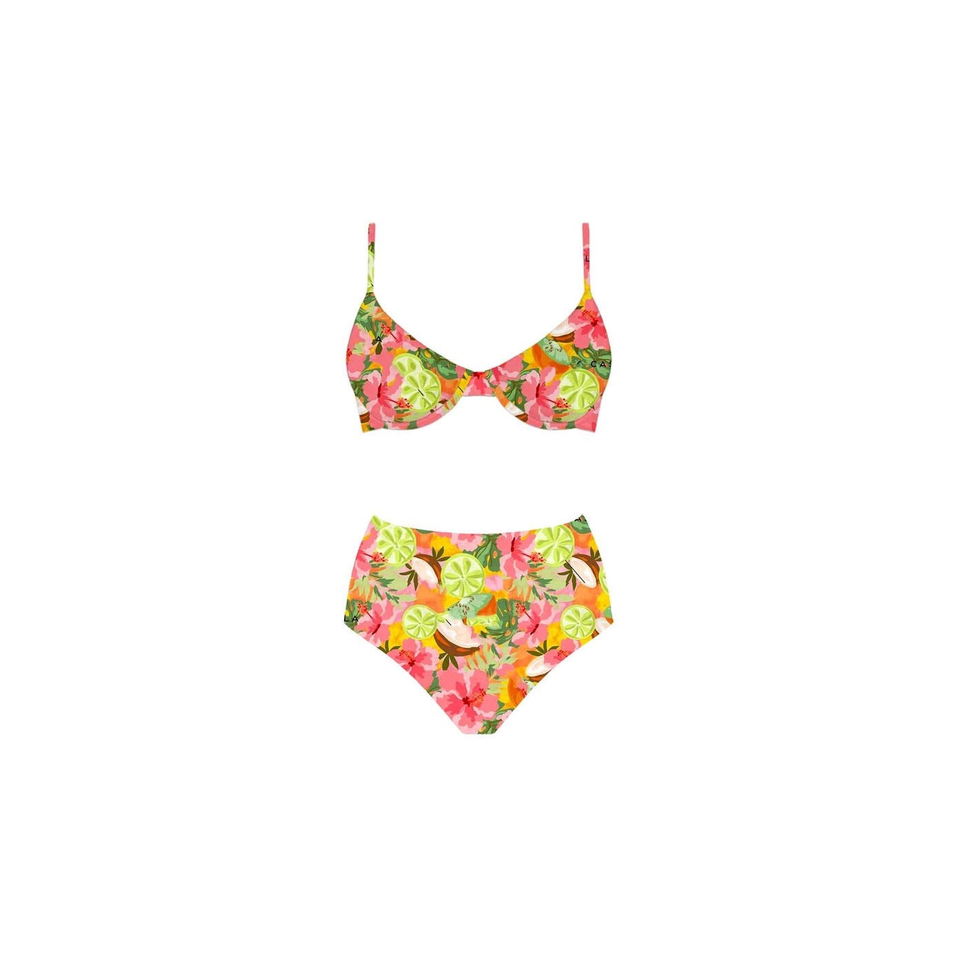 High Waisted Tropical Print Bikini Bottom