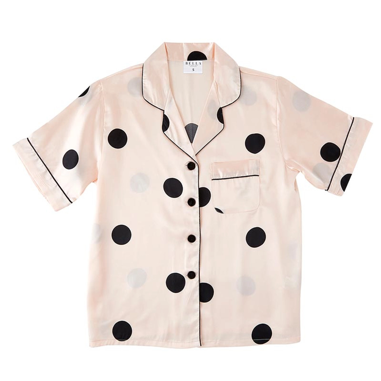 Satin S/S Button Up Pj Top - Blush