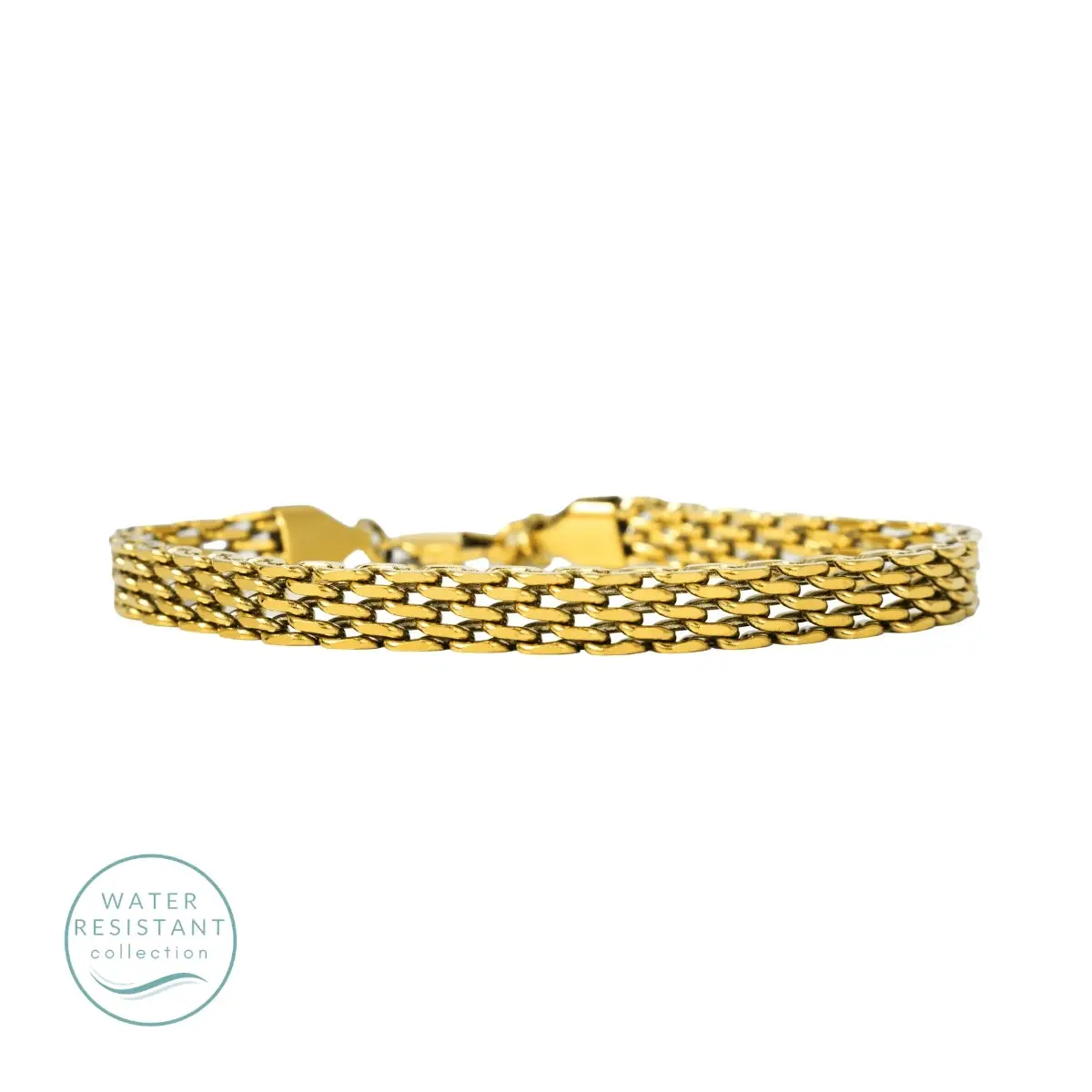 Flat Multi-Link Bracelet, Water-Resistant - Gold