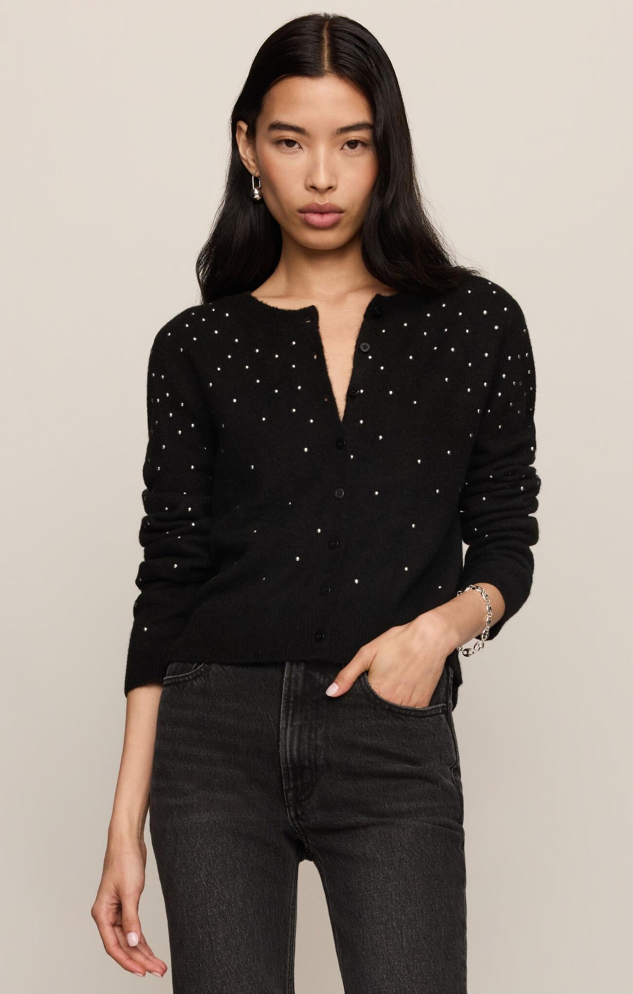 Medina Studded Cardigan - Black