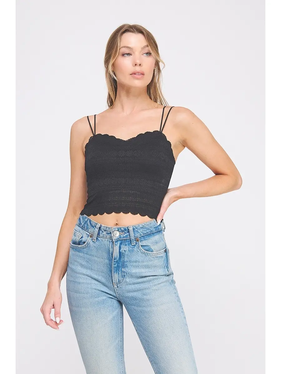 Striped Pattern Scallop Edge Bralette