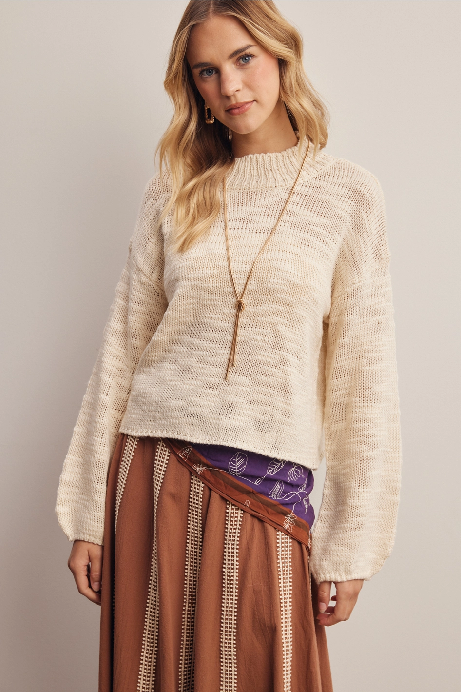 Mock Neck Marled Knit Sweater