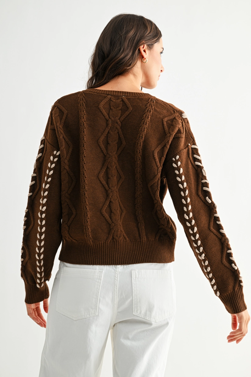 Tori Ribbon Stitch Cable Knit Cardigan