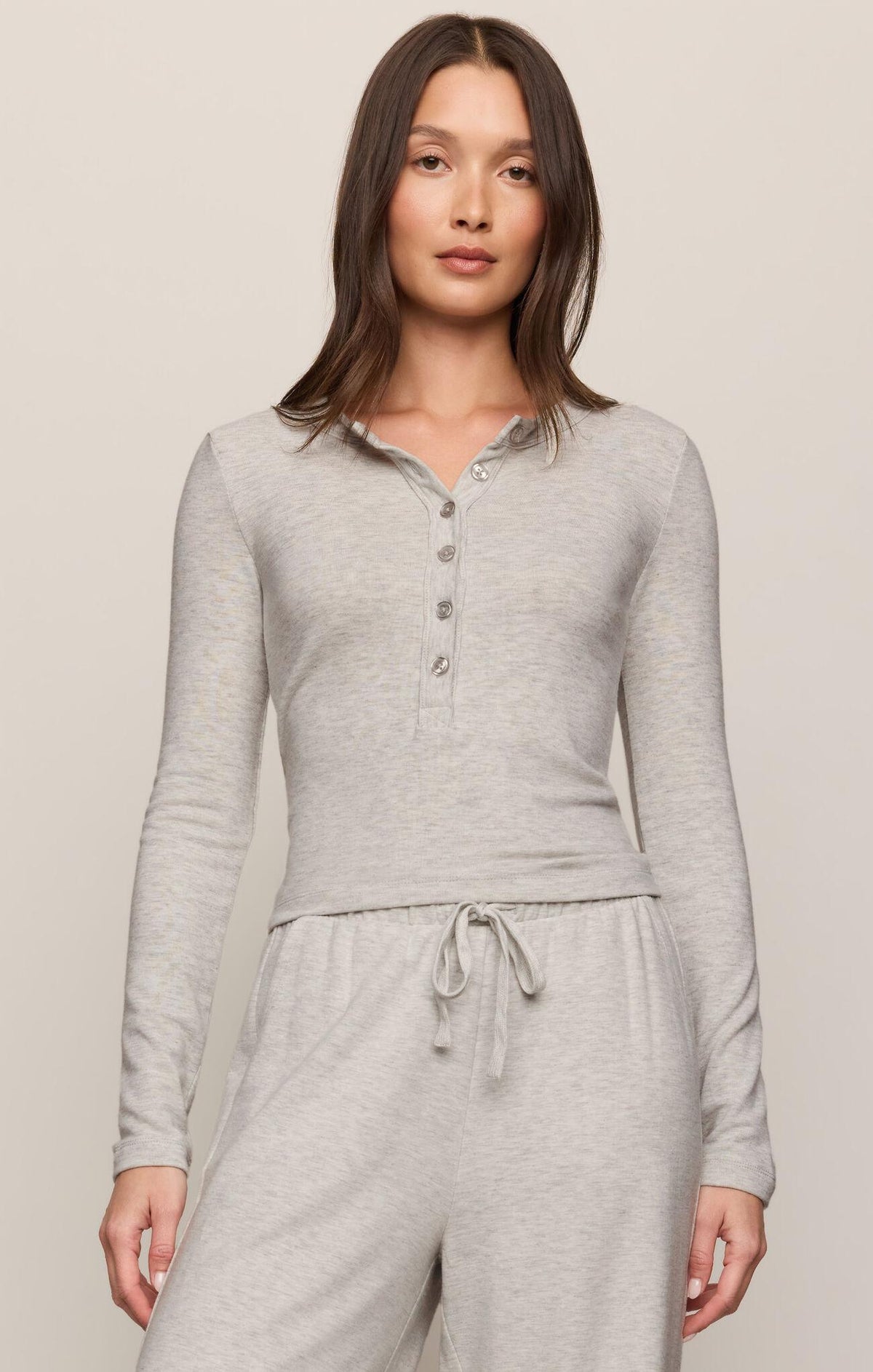 In Flow Henley Top - Feather Grey