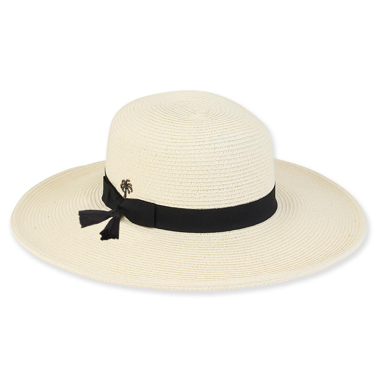 Womens Paperbraid Floppy Hat Brim 4" - Ivory