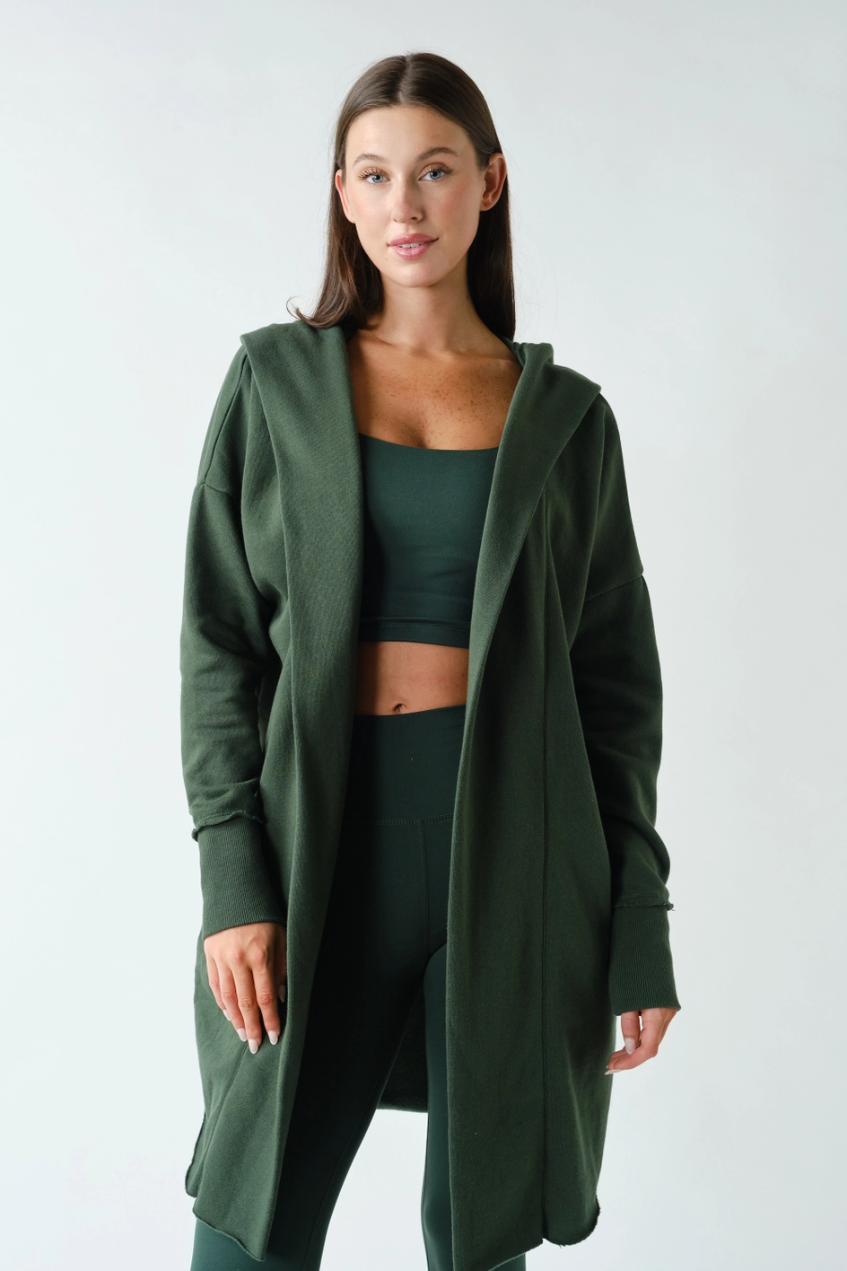 Open Front Longline Hoodie Cardigan