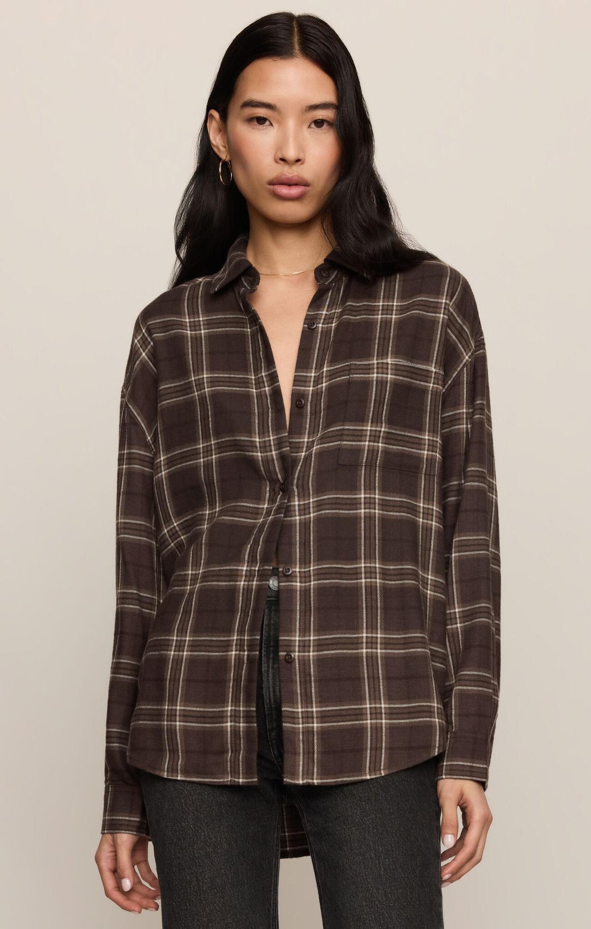 River Plaid Button Up - Dark Roast