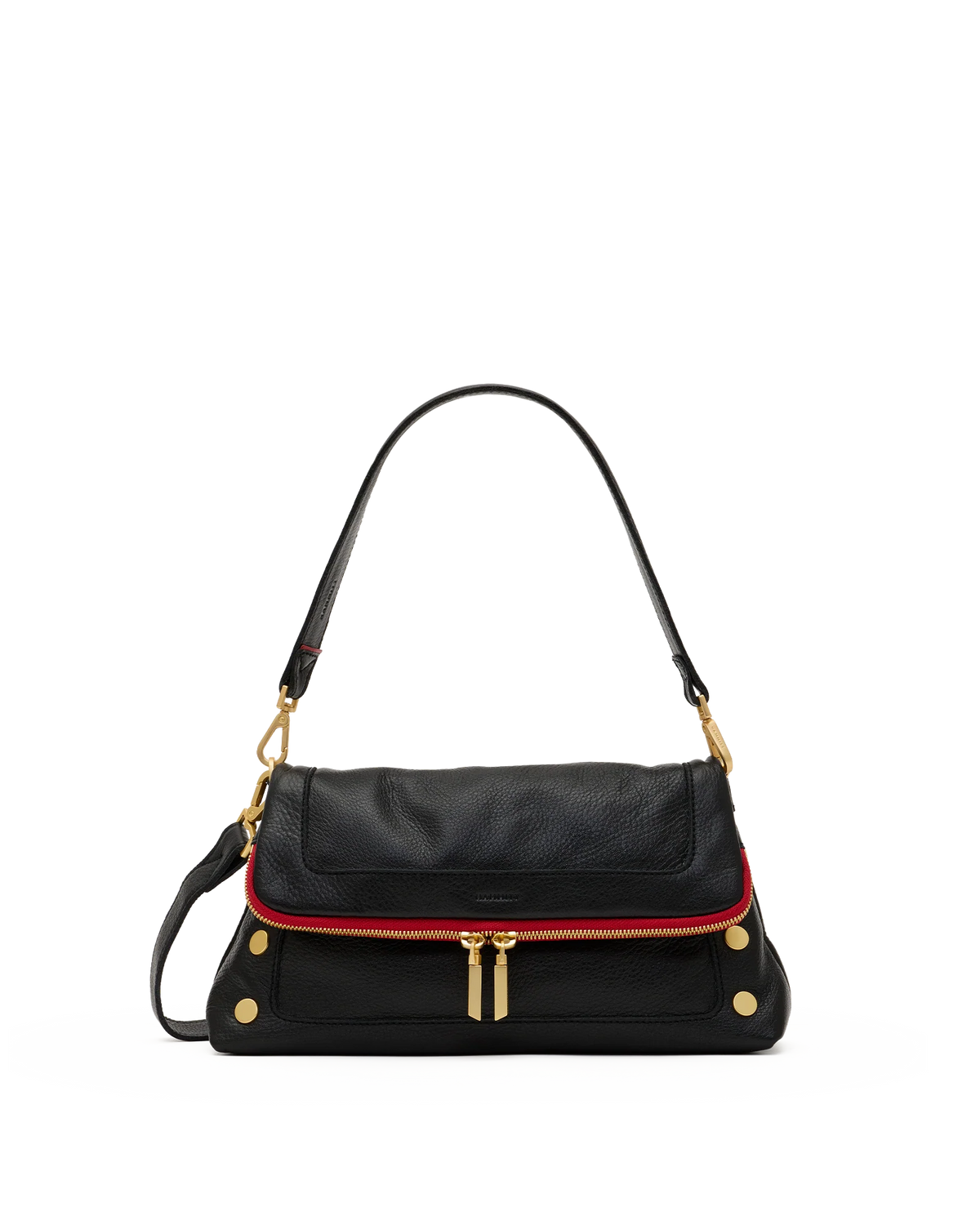 Hammitt Beverly Med - Black/Brushed Gold Red Zip