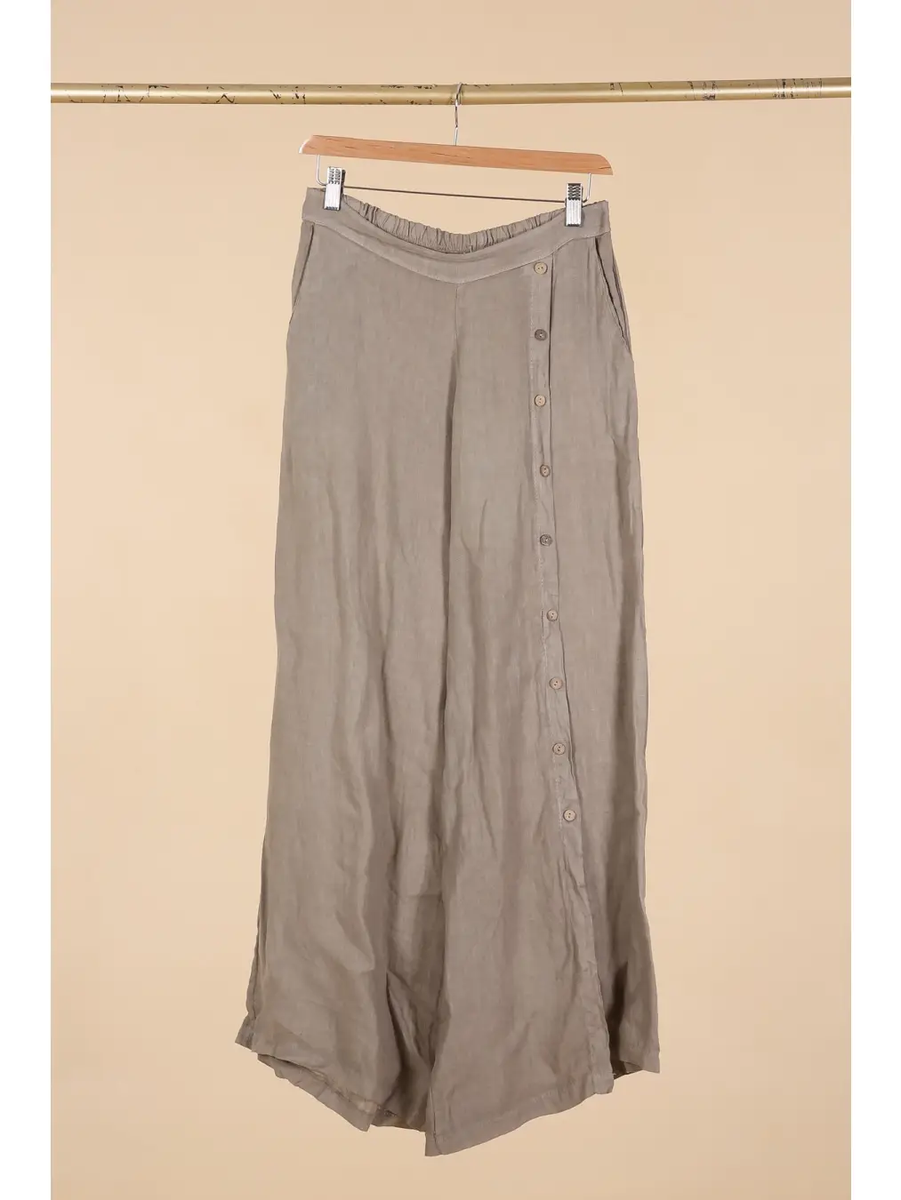 Linen Straight Buttoned Trousers