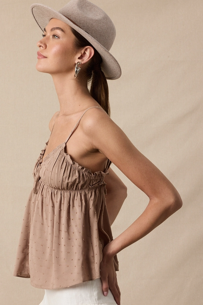 Clip Dot Sweetheart Front & Back Tie Cami Top