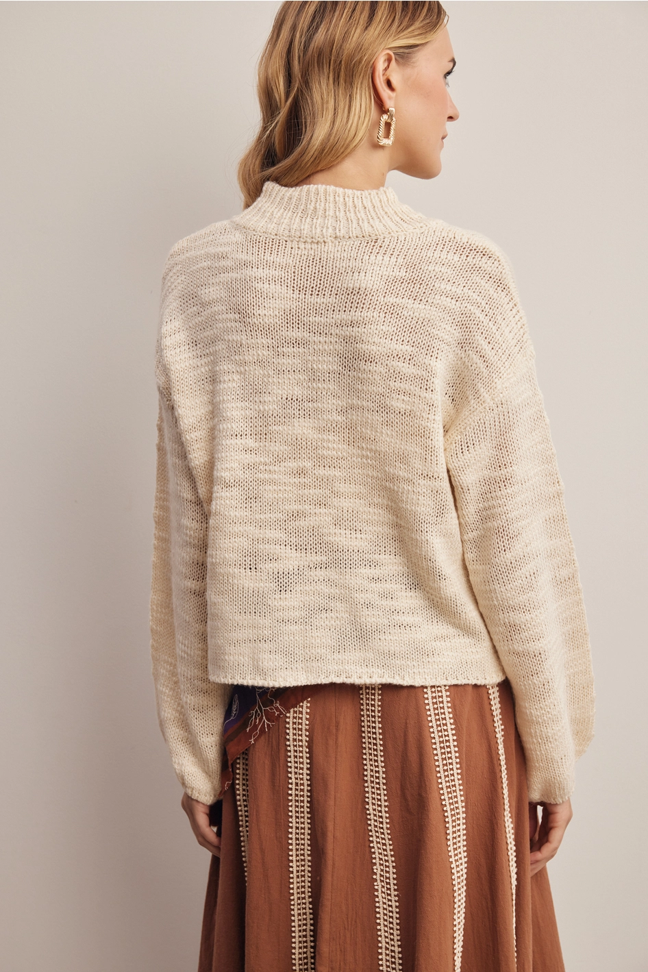 Mock Neck Marled Knit Sweater
