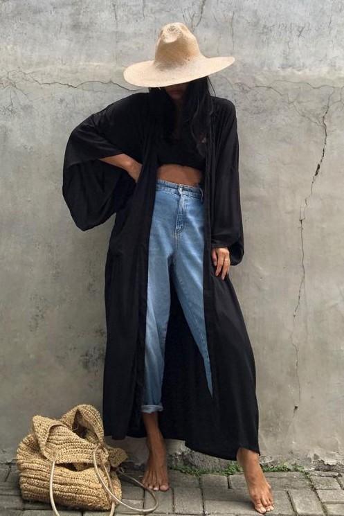 Loose Fit Long Cardigan Cover Up (One Size)
