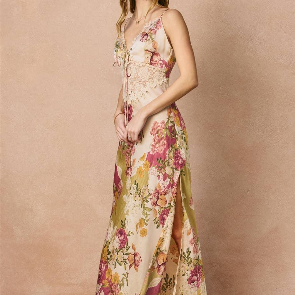 Meadow Romance Lace Detail Maxi Dress