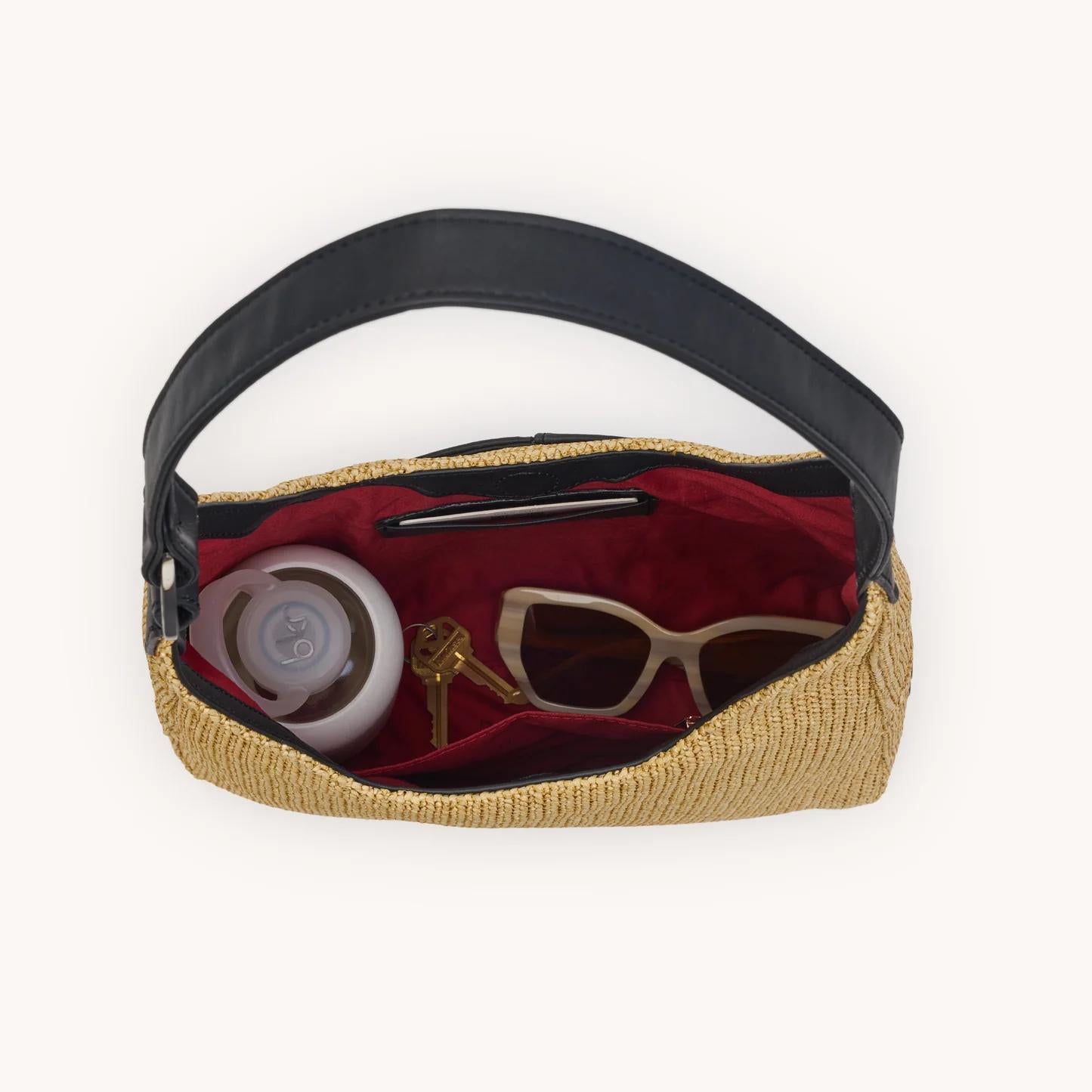 Hammitt Tom Med Noir Smooth Raffia/Gunmetal