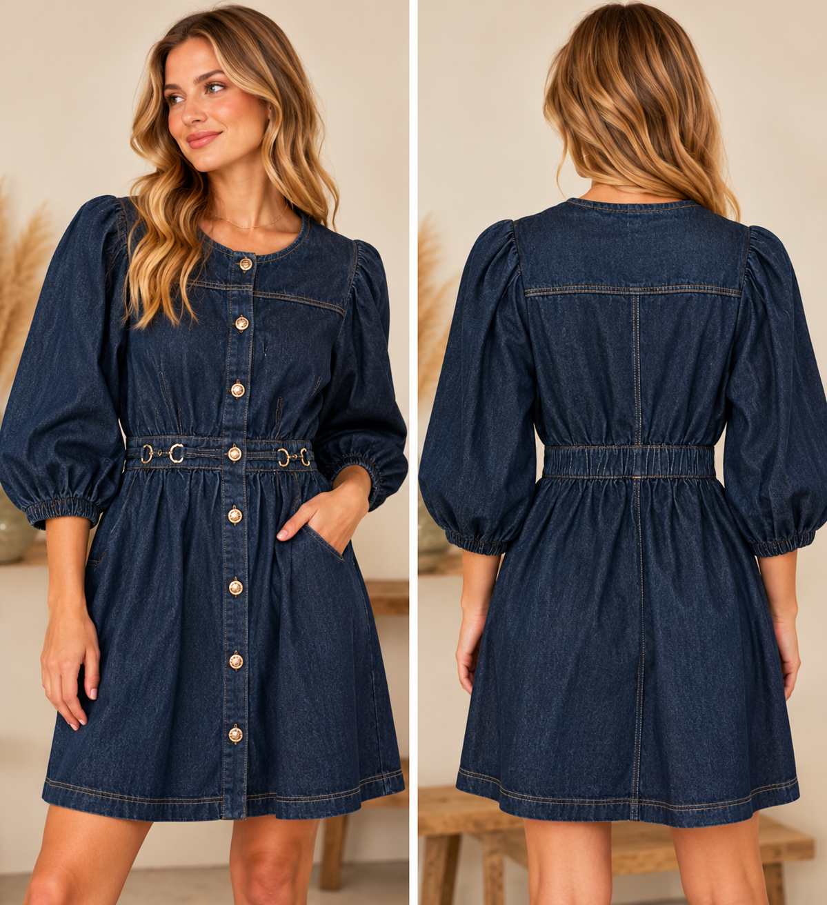 Entro Denim Button Front Dress