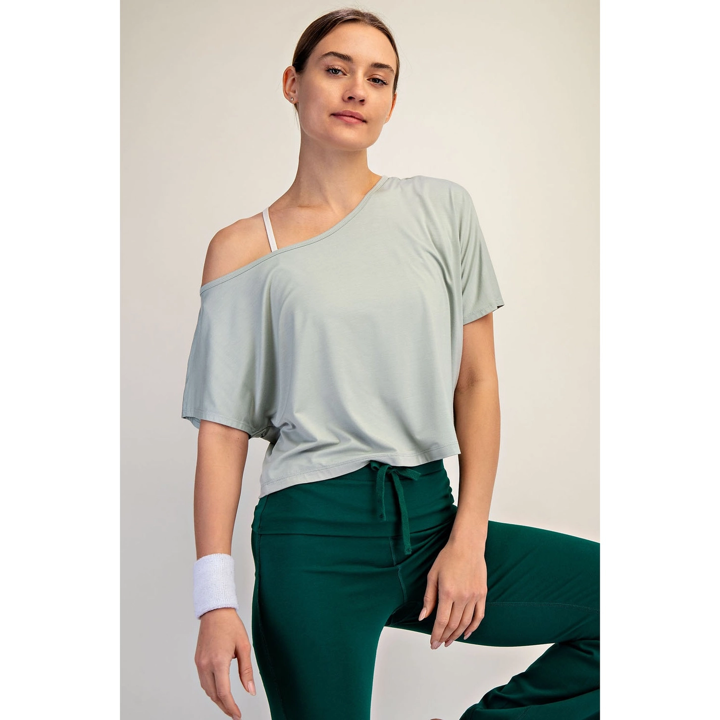 Viscose Modal Cropped Off Shoulder Top