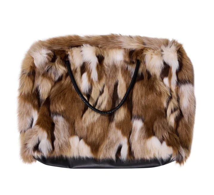 Roxana Faux Fur Bag - Brown Multi