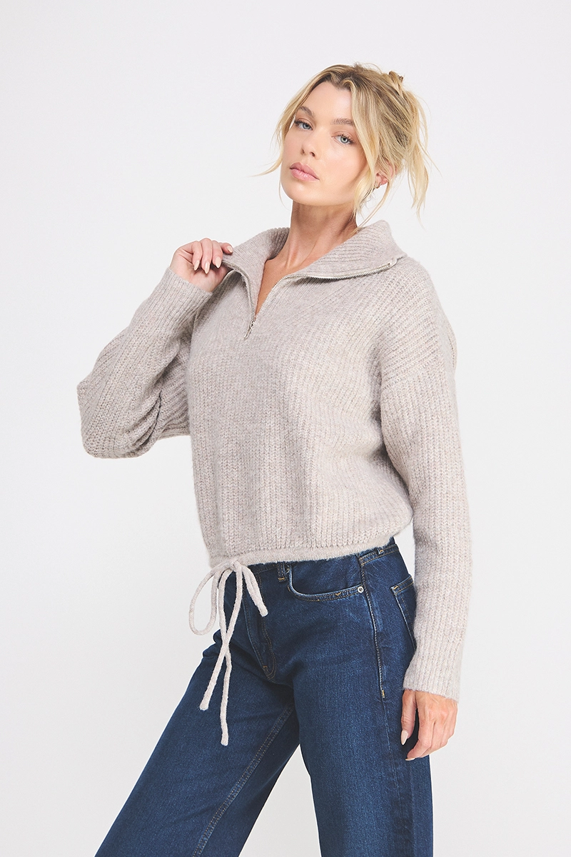 Quarter Zip Sweater - Grey