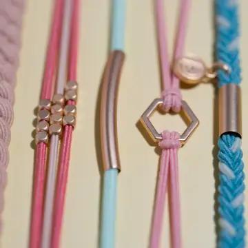 Live Teal and Coral with Gold Accent Hair Tie Bracelets