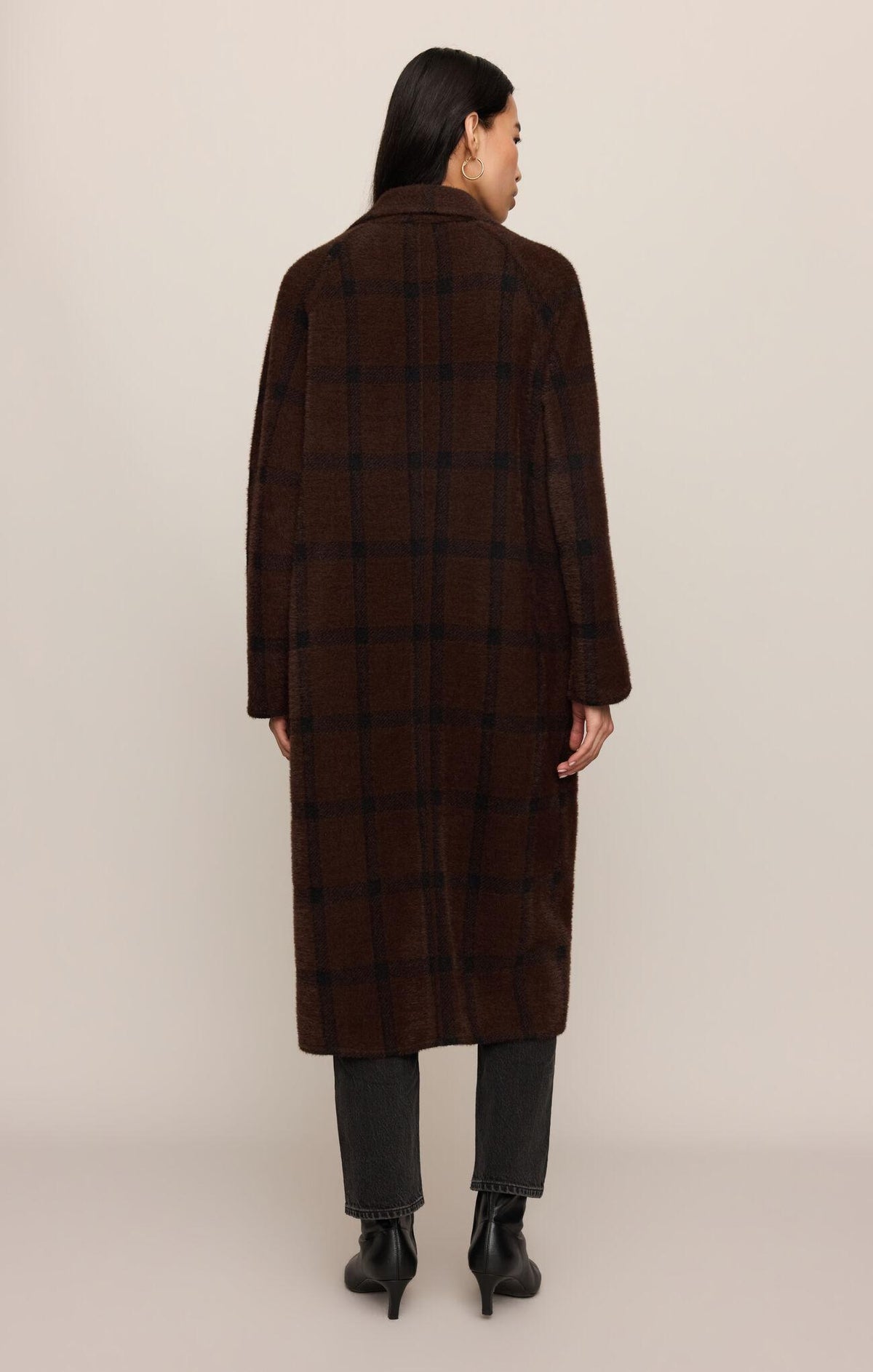 Crosby Plaid Cocoon Coat - Dark Chocolate