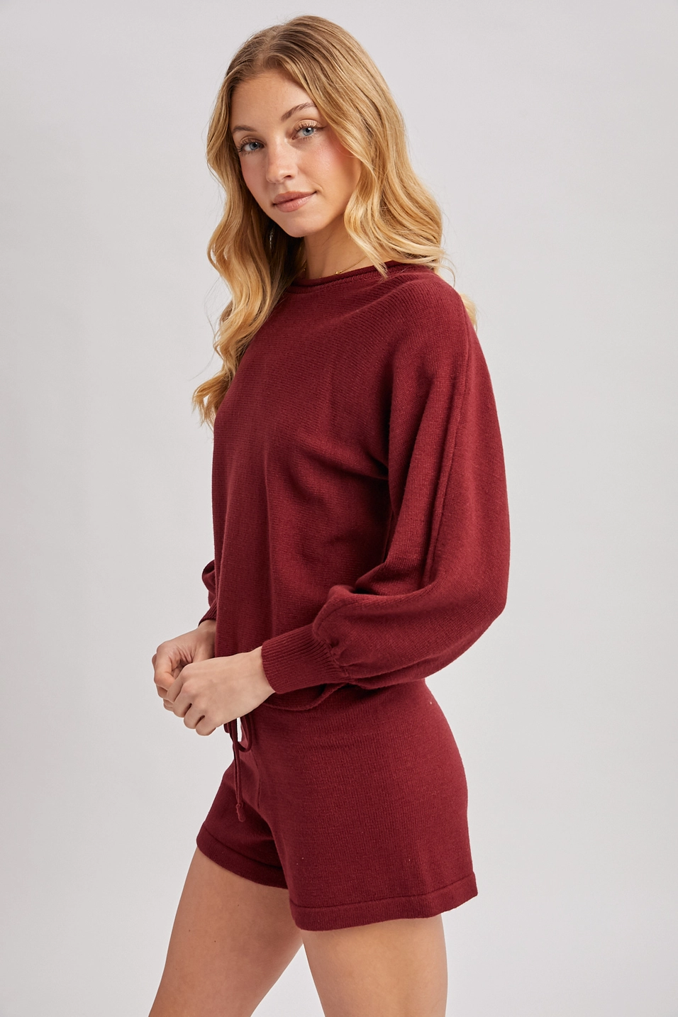 Knit L/S Sweater - Maroon