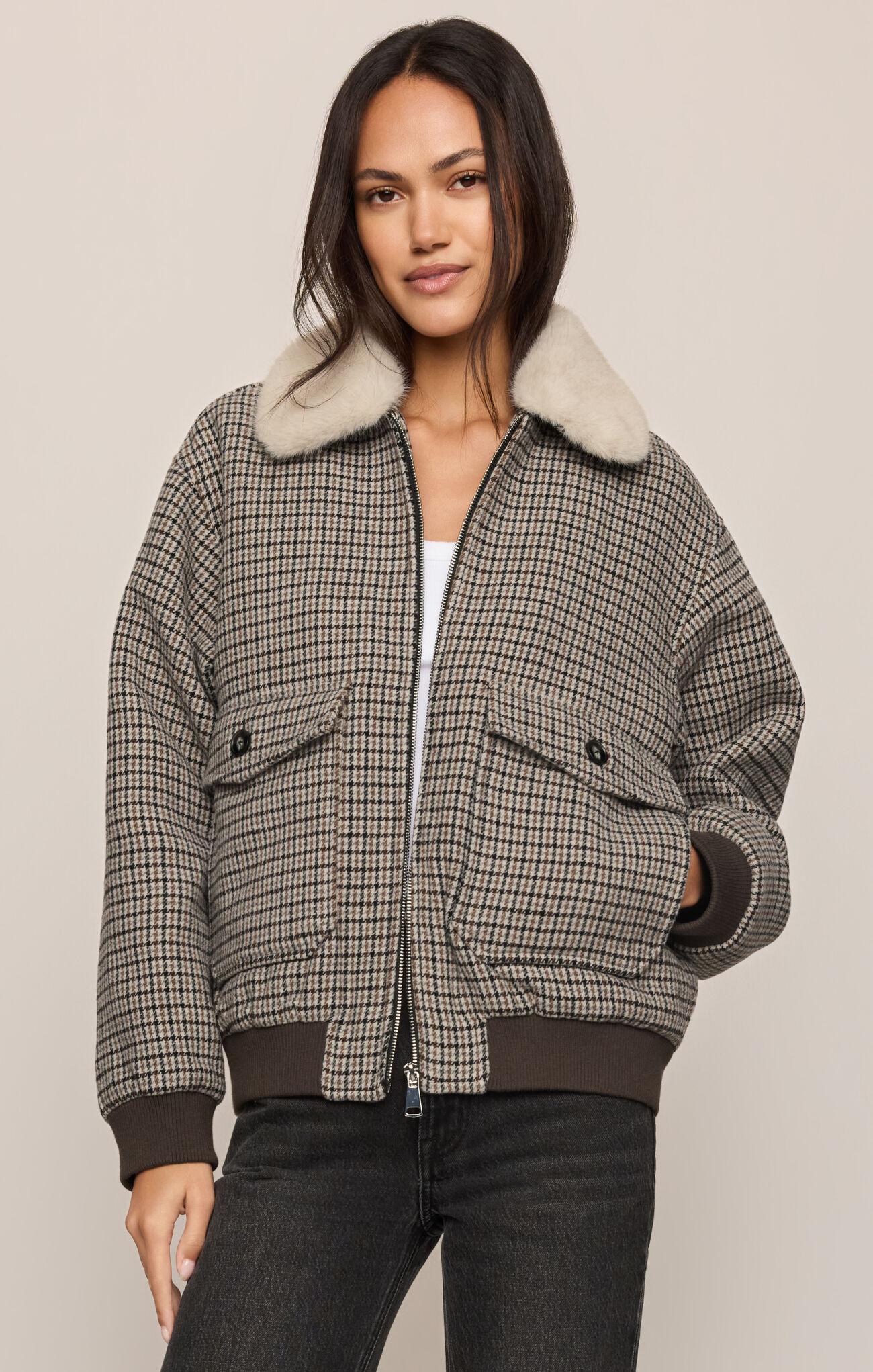 Tavi Plaid Bomber Jacket - Cocoa Bean