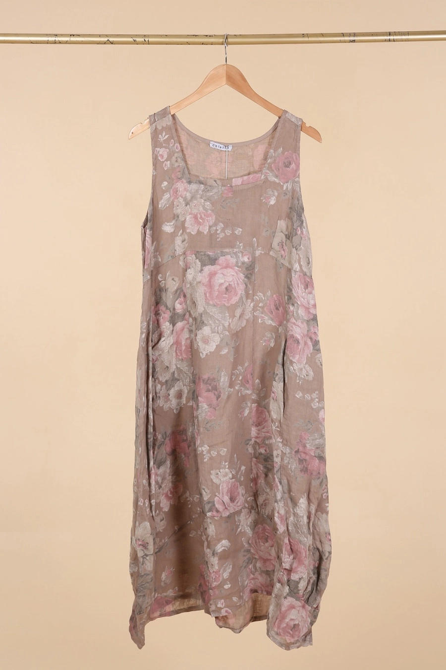 Linen Sleeveless Floral Dress