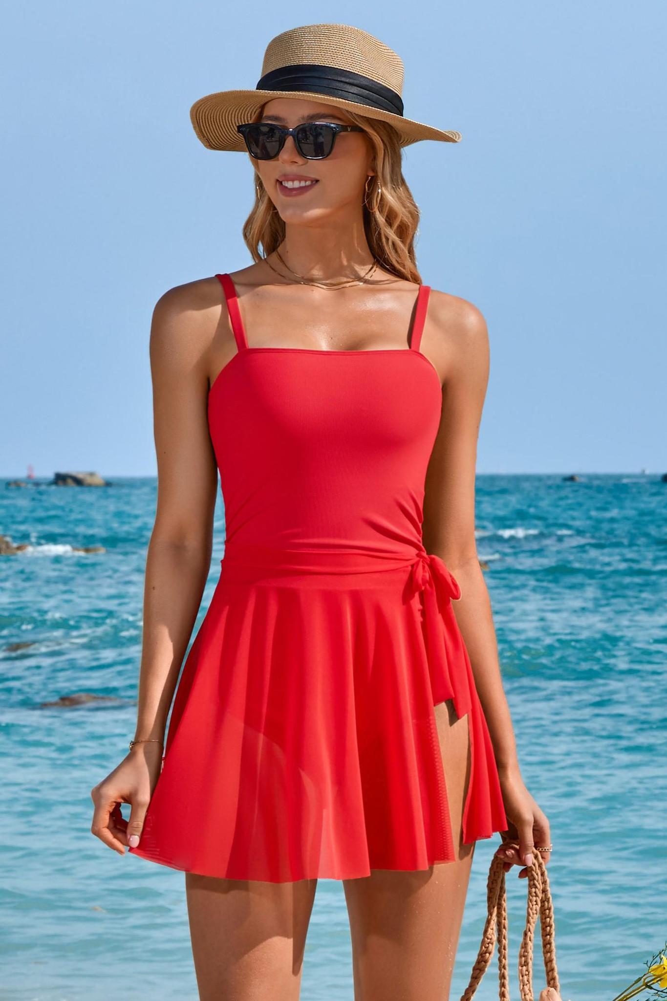 One Piece Swimsuit With Swim Skirt Tummy Control Swim Suits