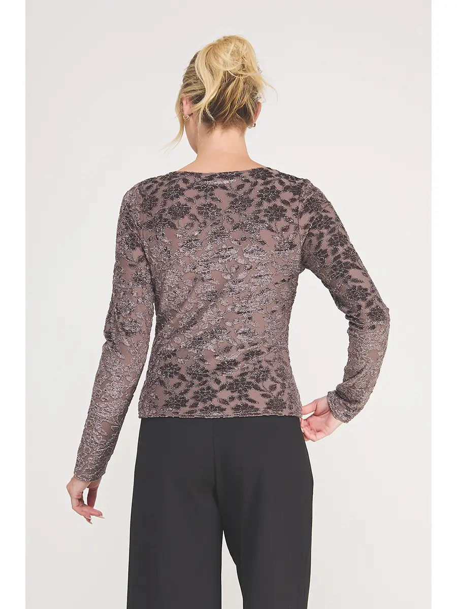 Burnout Long Sleeve Top - Mauve