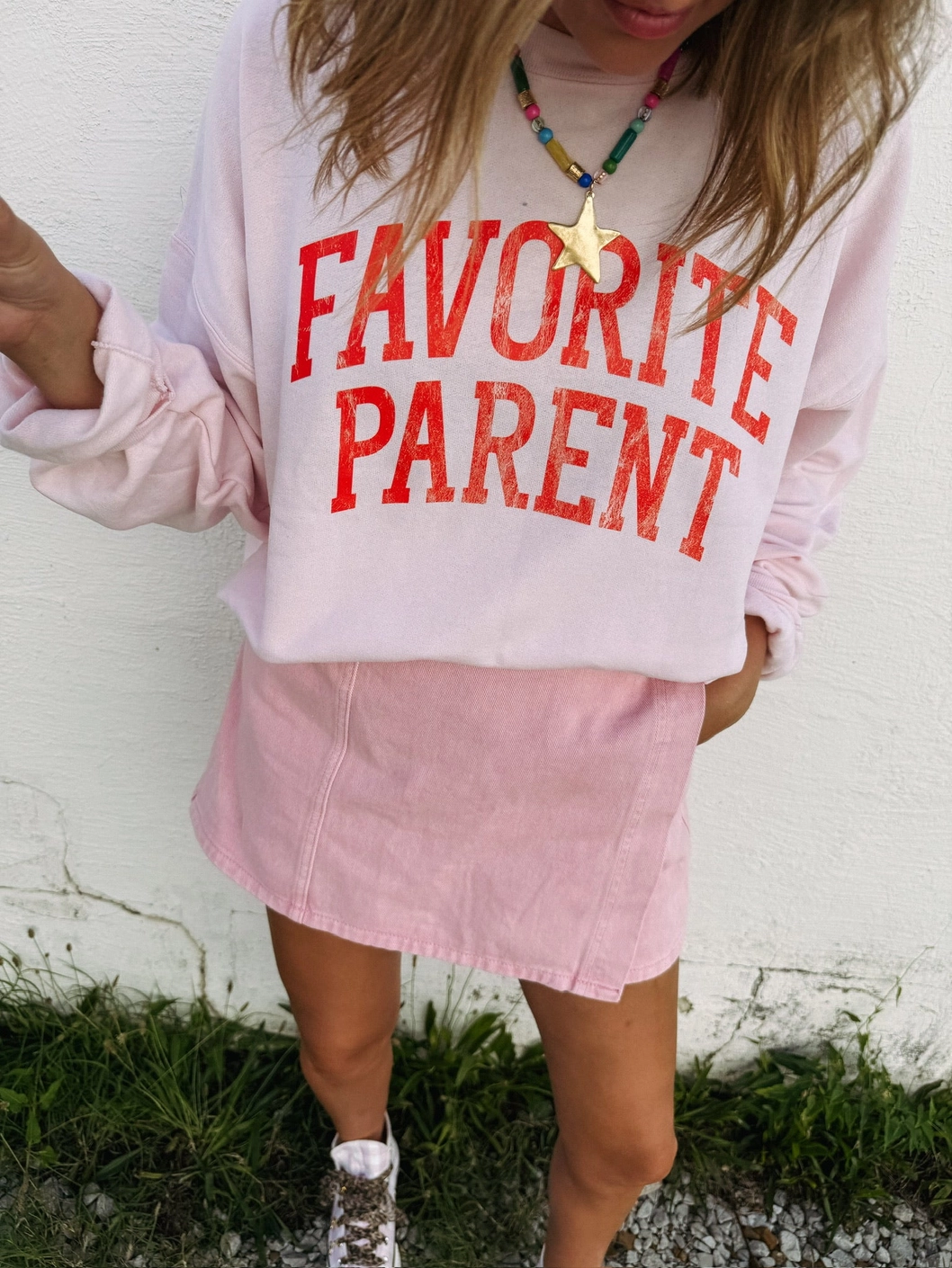 Favorite Parent Sweatshirt - Pink & Red