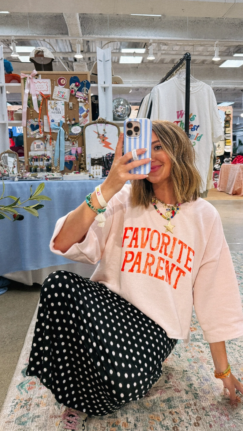 Favorite Parent Sweatshirt - Pink & Red