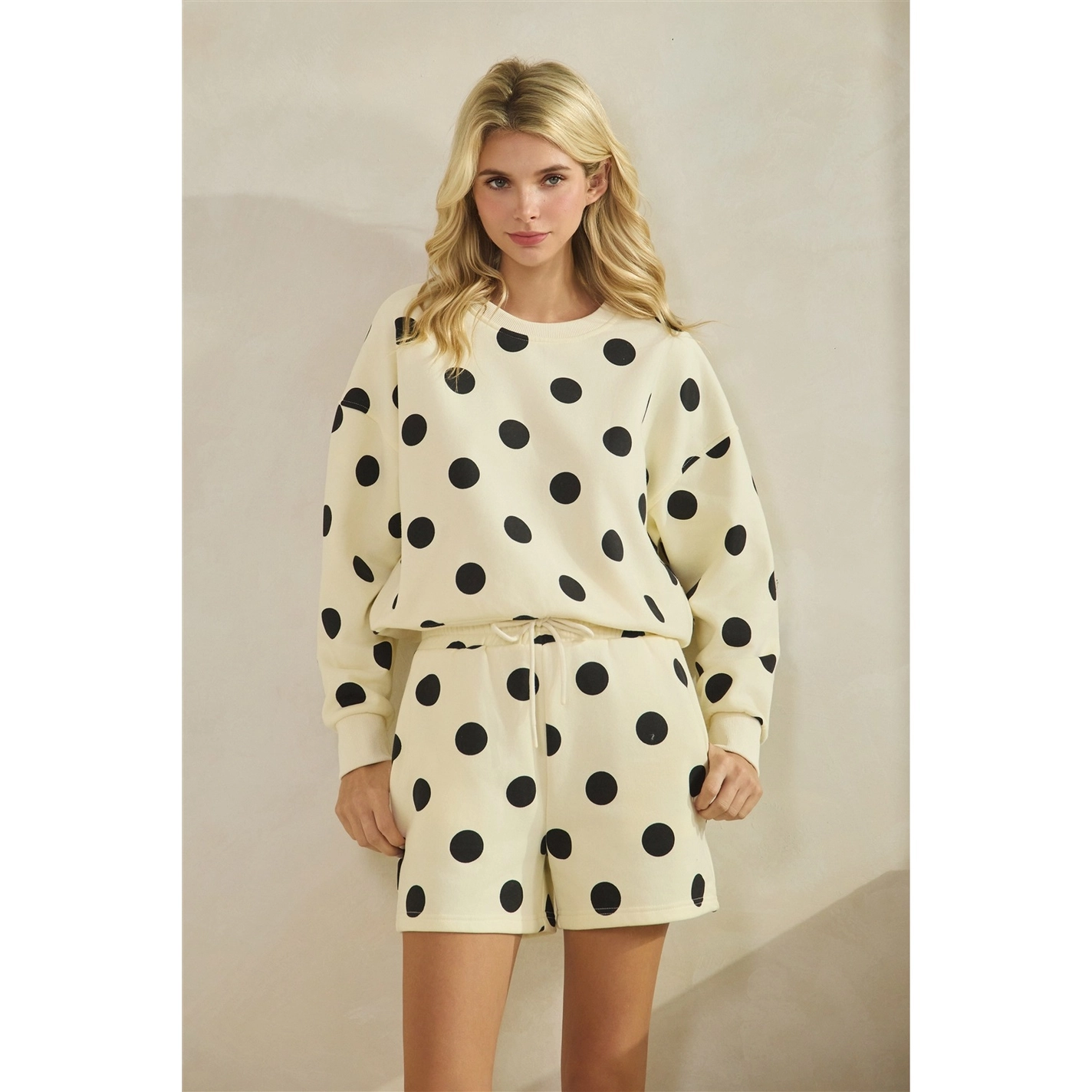 Polka Dot Sweatshorts - Black/Cream