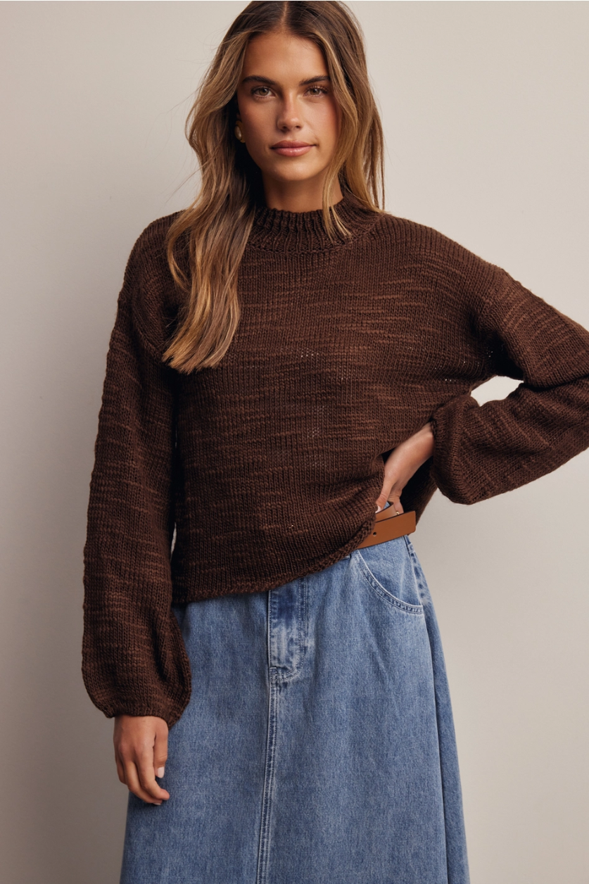 Mock Neck Marled Knit Sweater
