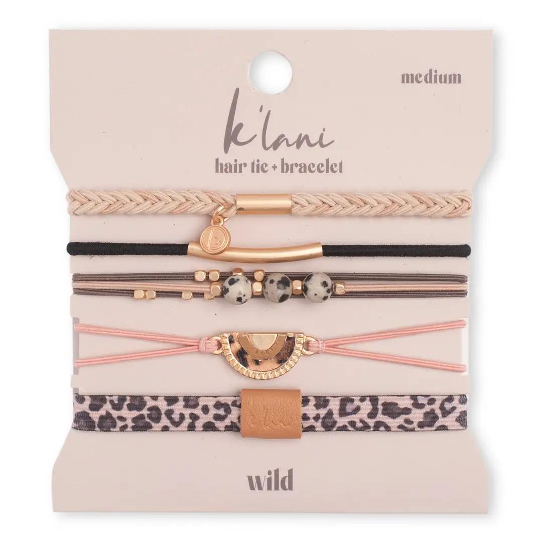 "Wild" Animal Print with Pink Accent Hair Tie Bracelets