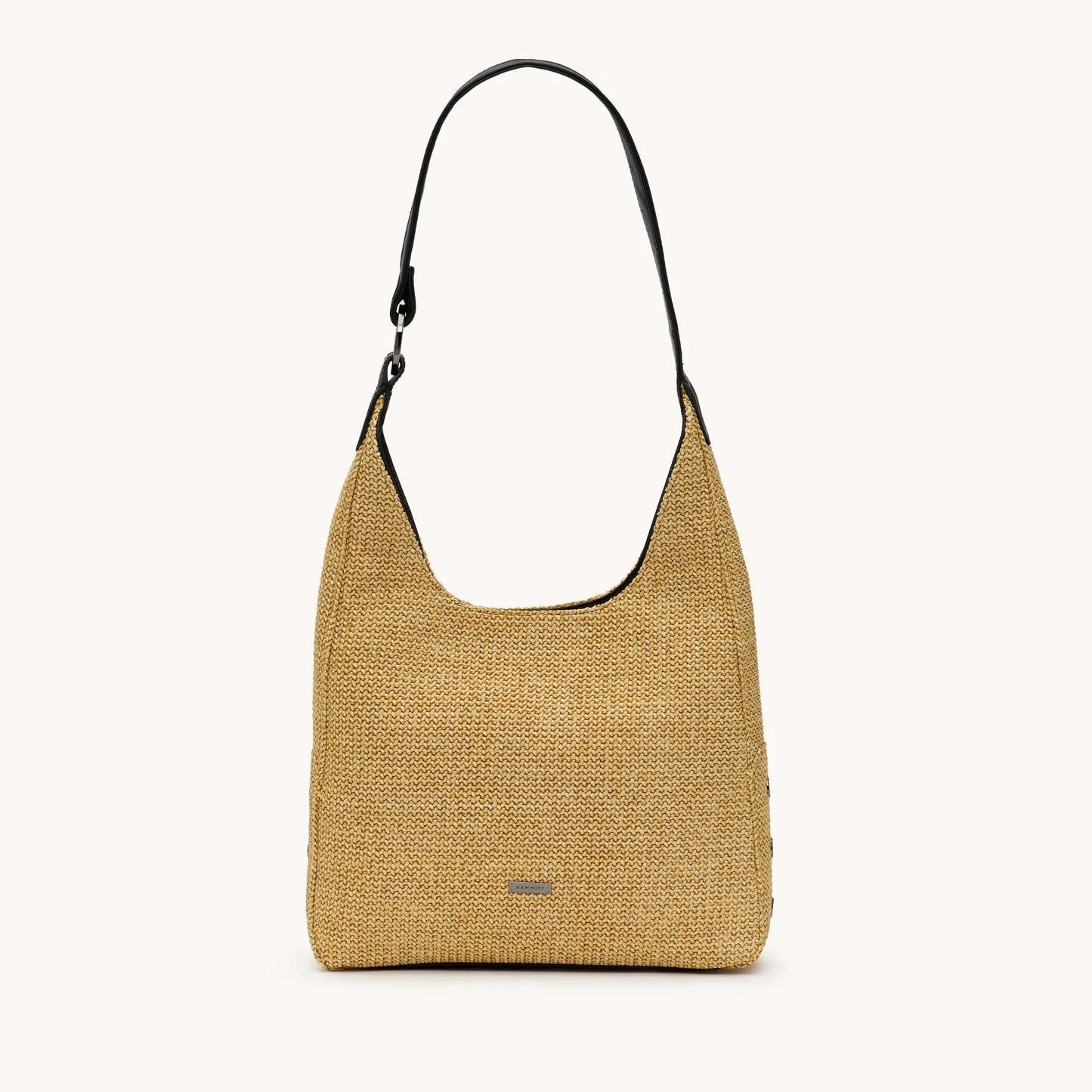 Hammitt Tom Med Noir Smooth Raffia/Gunmetal