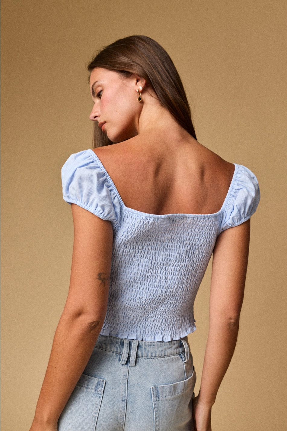 Smocked Sweetheart Puff Sleeve Top