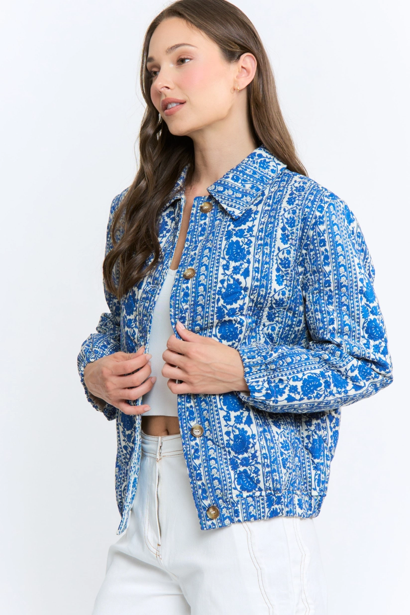 Quilted Floral Print Jacket